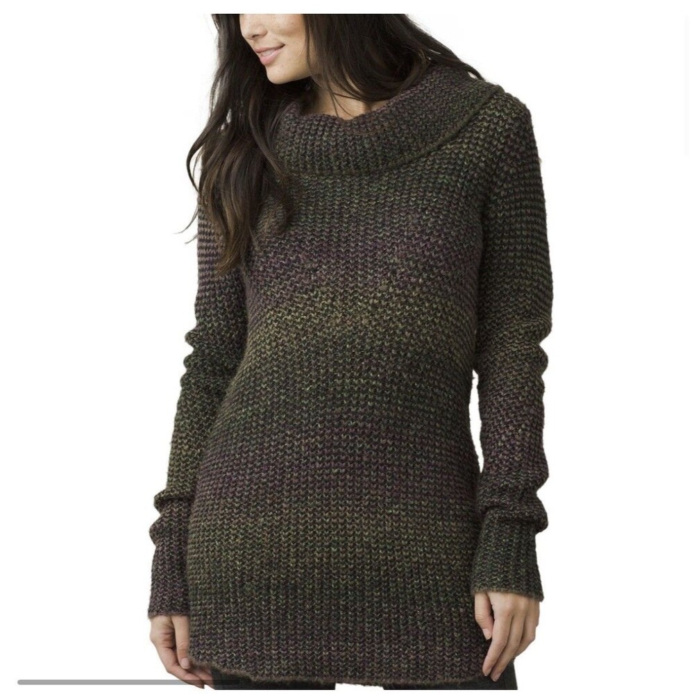Prana Green Plum Stripe Cowl Neck Knit Hunter Sweater Tunic Women's  XS/Small
